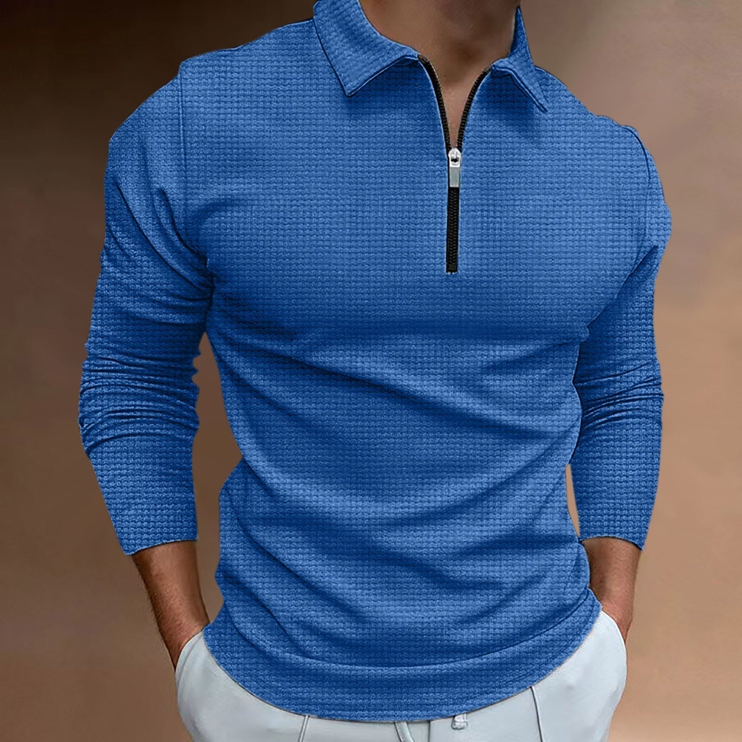 Heren-T-shirt nieuwe rits lange mouw