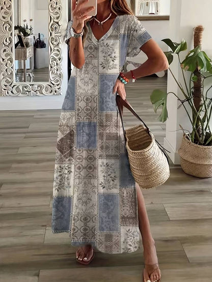 Losse, elegante jurk met abstract patroon