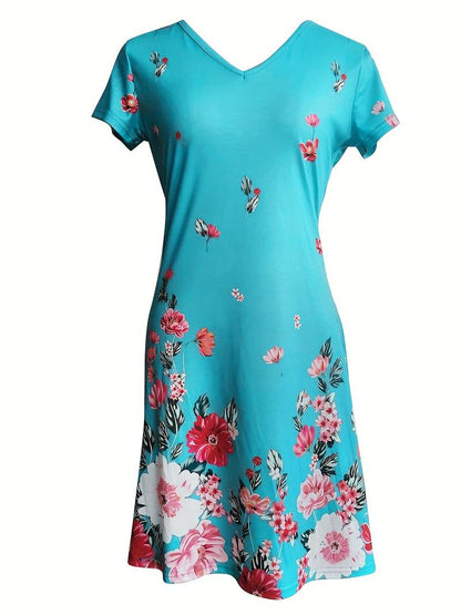 Jurk met korte mouwen en bloemenprint