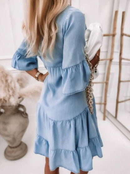 Gekleurde denim jurk