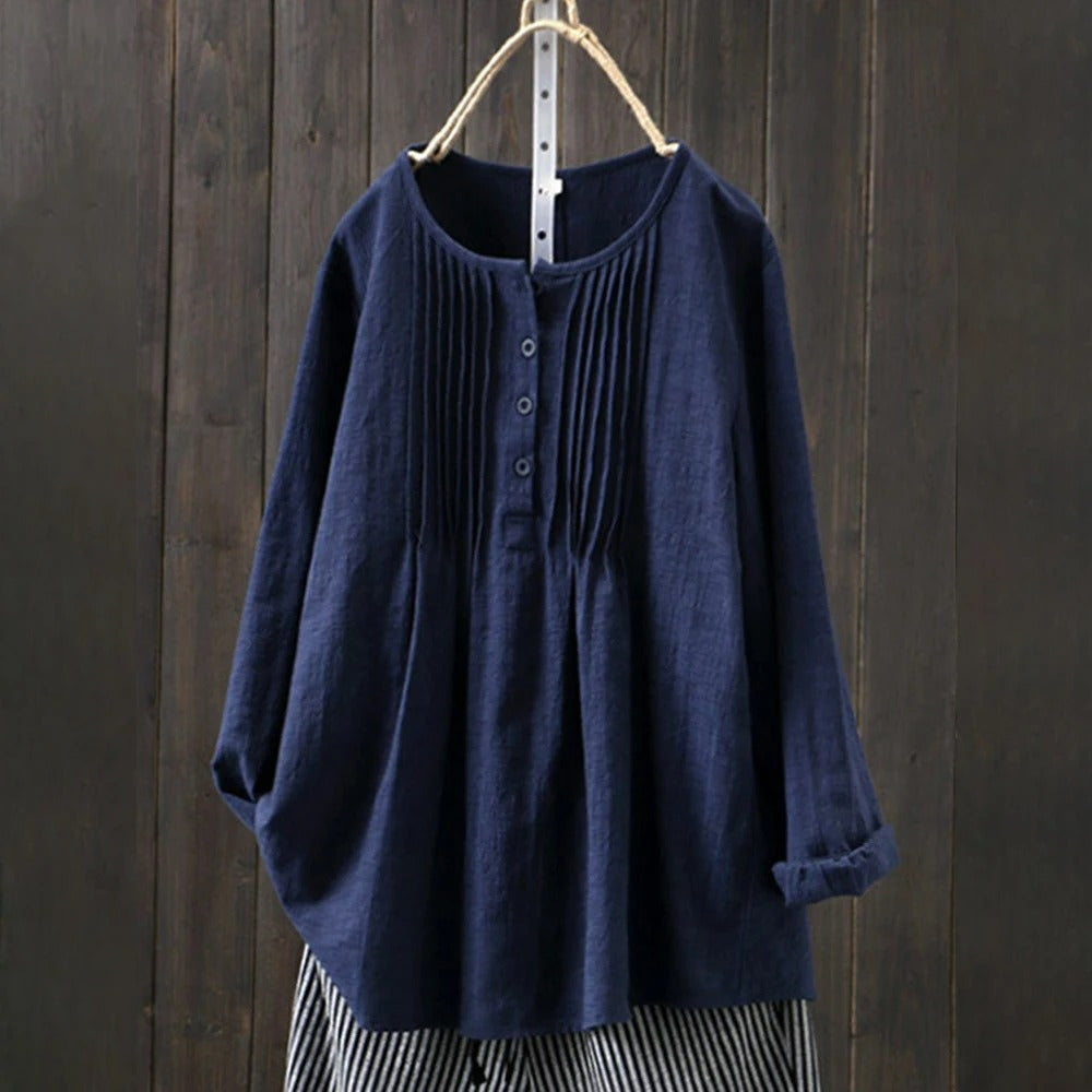 Losse vintage blouse met lange mouwen voor vrouwen