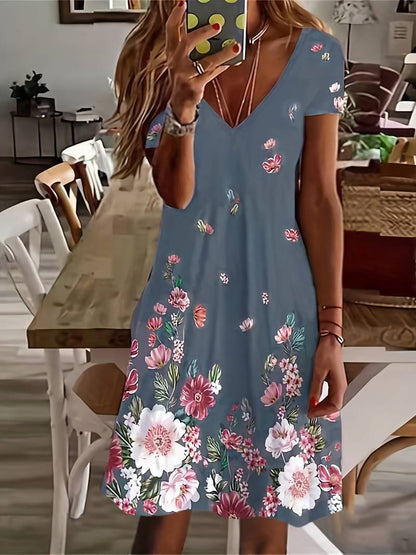 Jurk met korte mouwen en bloemenprint