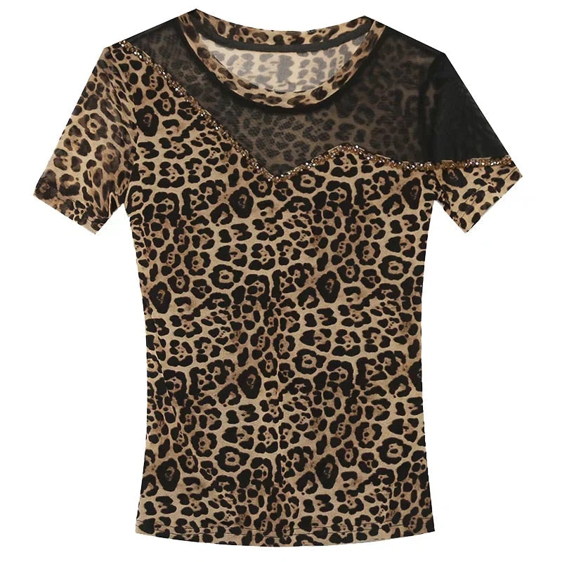 Damesshirt met kralen en luipaardprint Maas Top