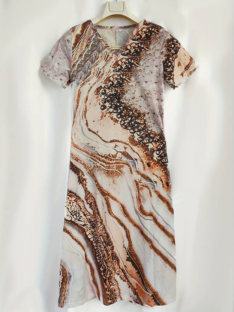 Losse, elegante jurk met abstract patroon