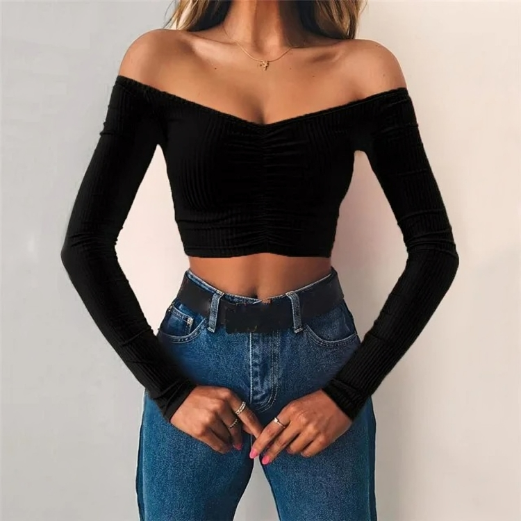 Sexy off-shoulder uitgesneden lange mouwen voor vrouwen