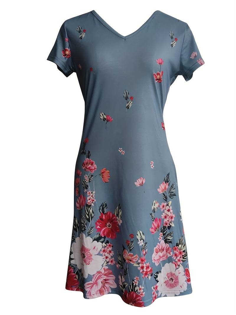 Jurk met korte mouwen en bloemenprint