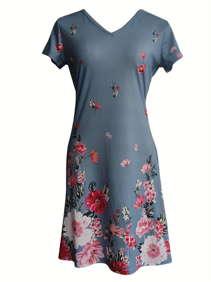 Jurk met korte mouwen en bloemenprint