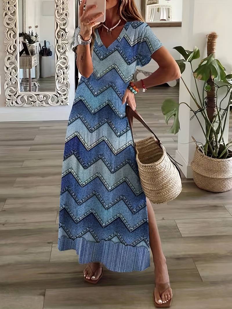 Losse, elegante jurk met abstract patroon