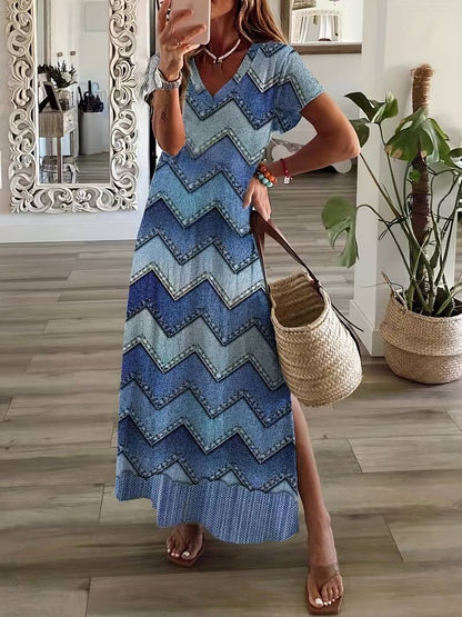 Losse, elegante jurk met abstract patroon