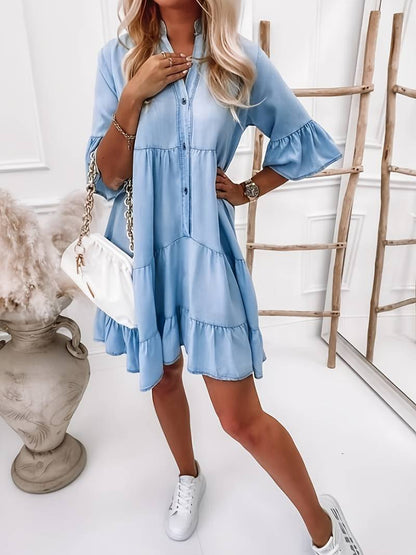 Gekleurde denim jurk
