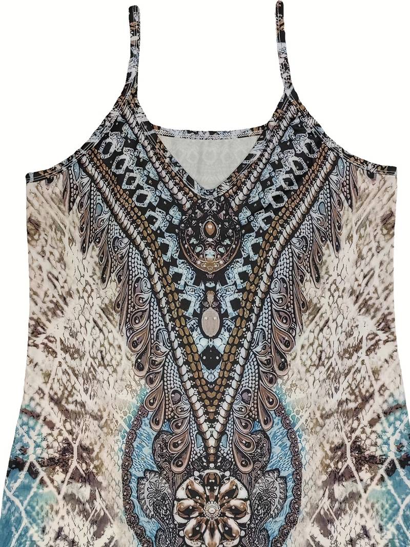 Grafische jurk met verenprint