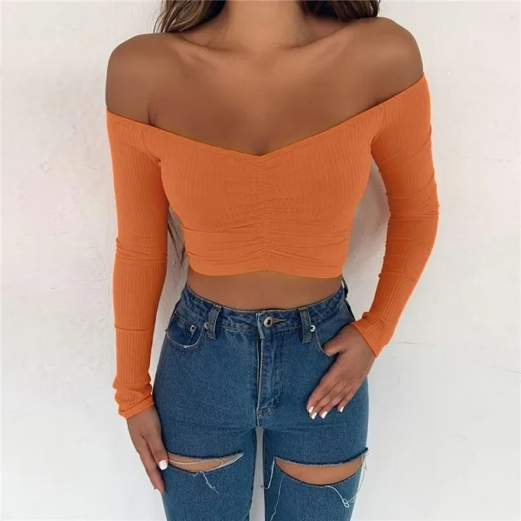 Sexy off-shoulder uitgesneden lange mouwen voor vrouwen