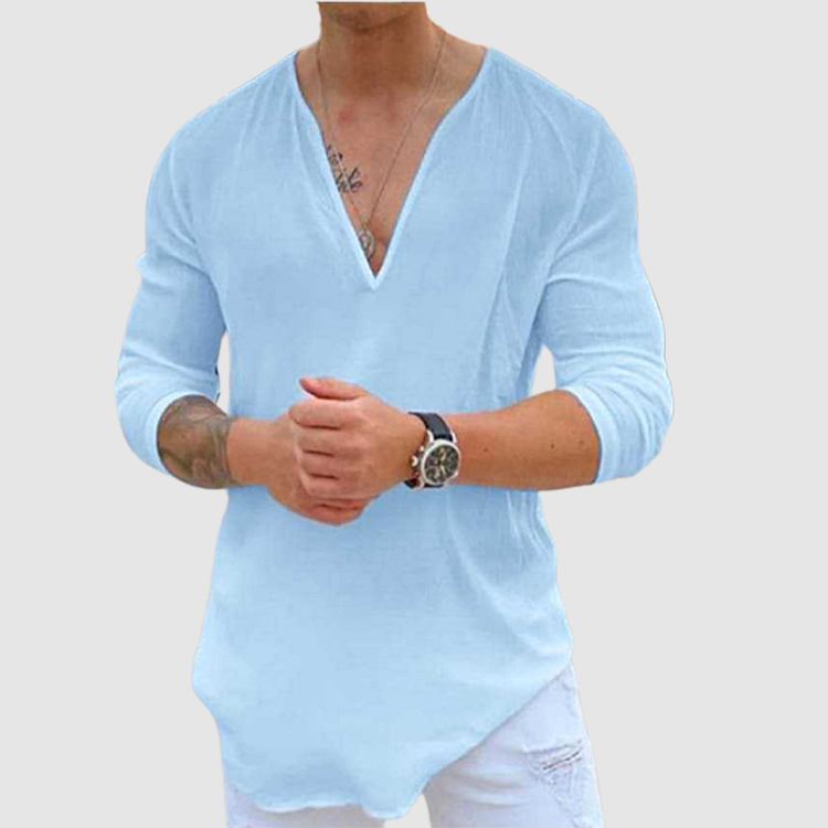 Casual katoenen shirt met V-hals