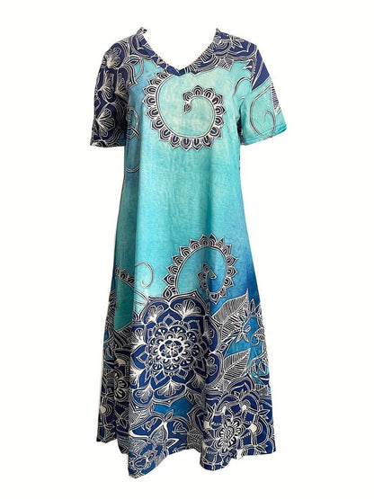 Losse, elegante jurk met abstract patroon