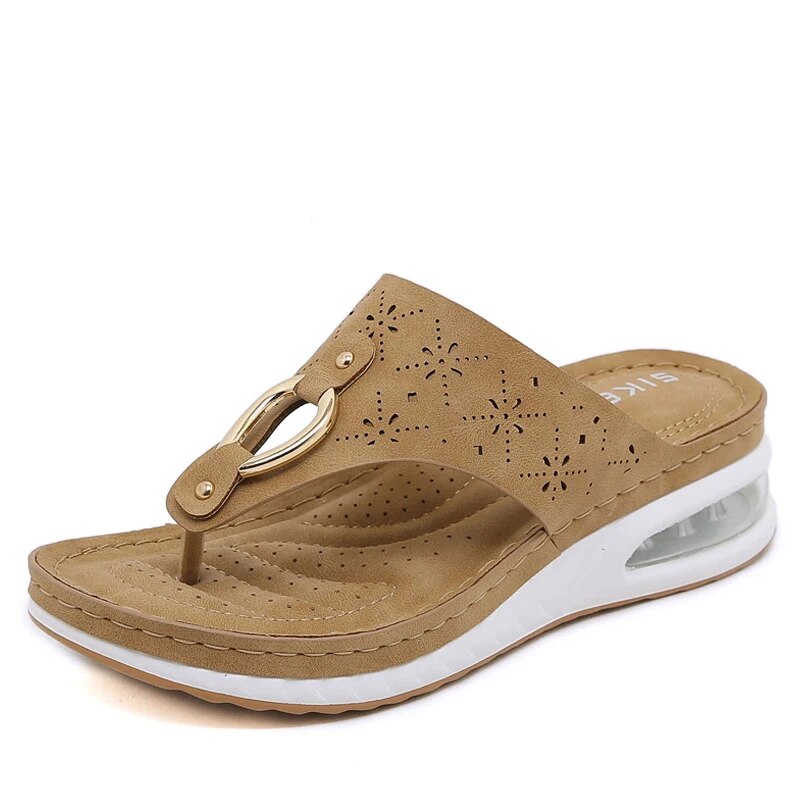 Air Cushion teenslippers met gespdetail voor dames