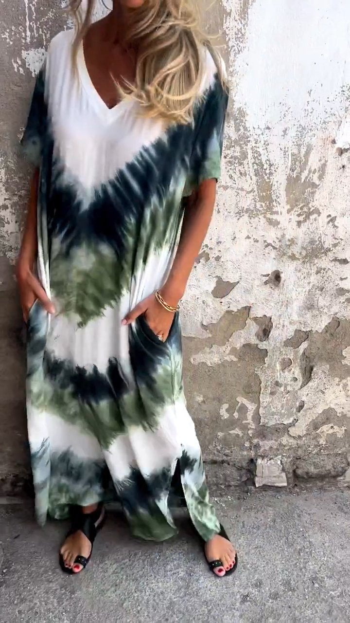 Caelia | Elegante Tie-dye lange jurk