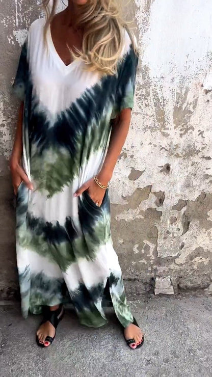 Caelia | Elegante Tie-dye lange jurk