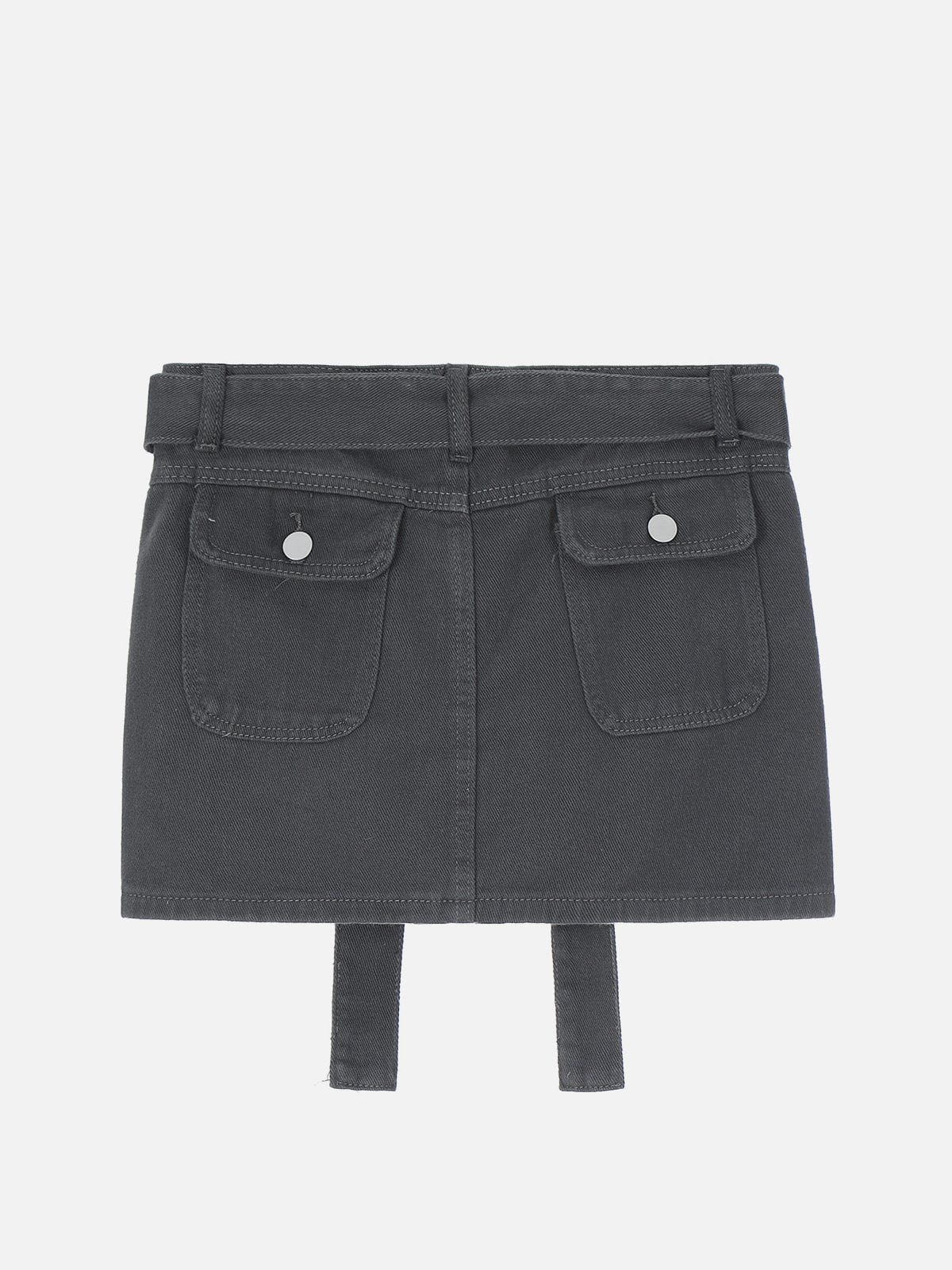 Veelzijdige denim rok met meerdere zakken