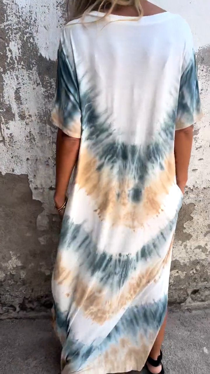 Caelia | Elegante Tie-dye lange jurk