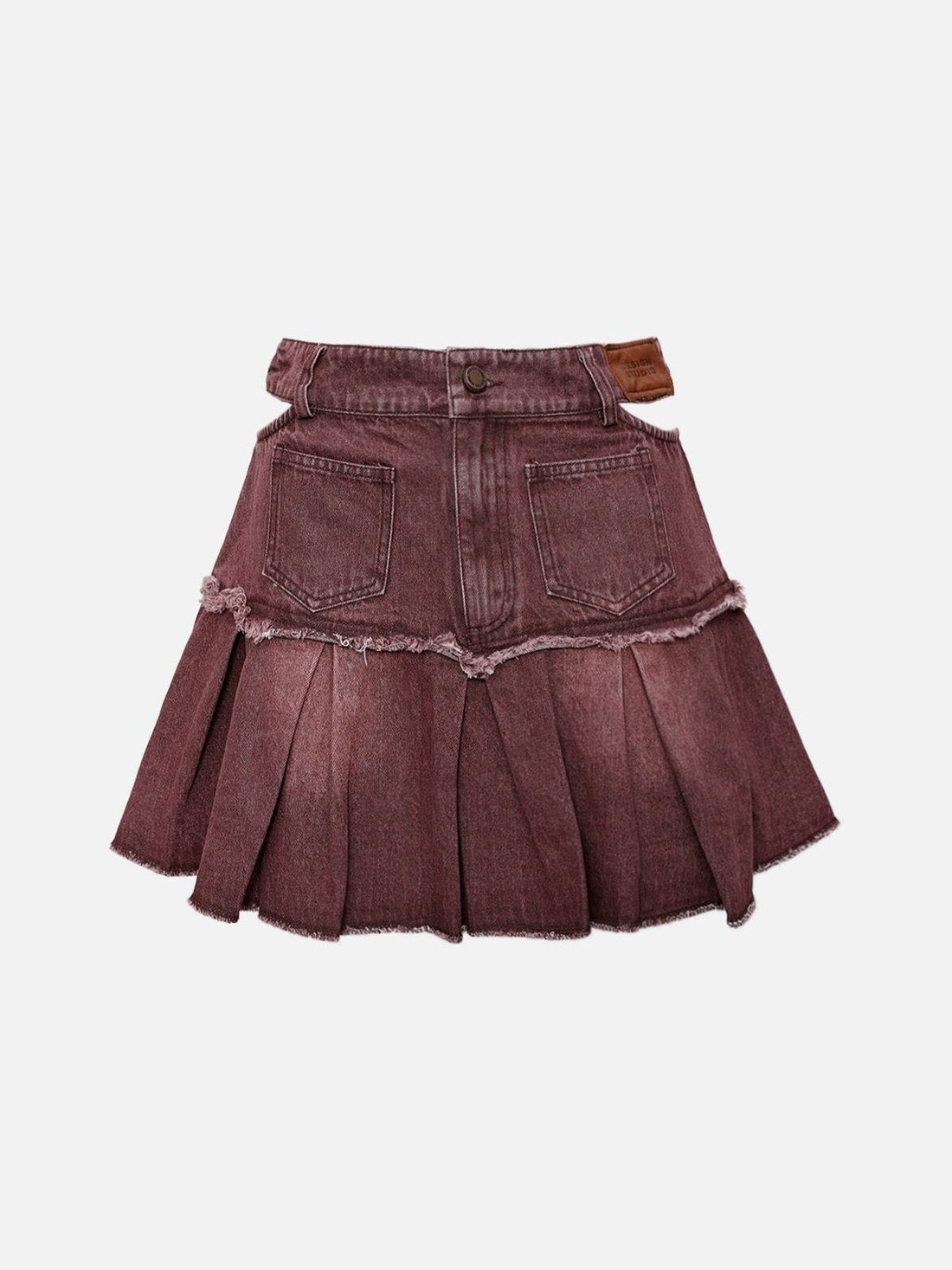 Gerafelde denim rok met plooien