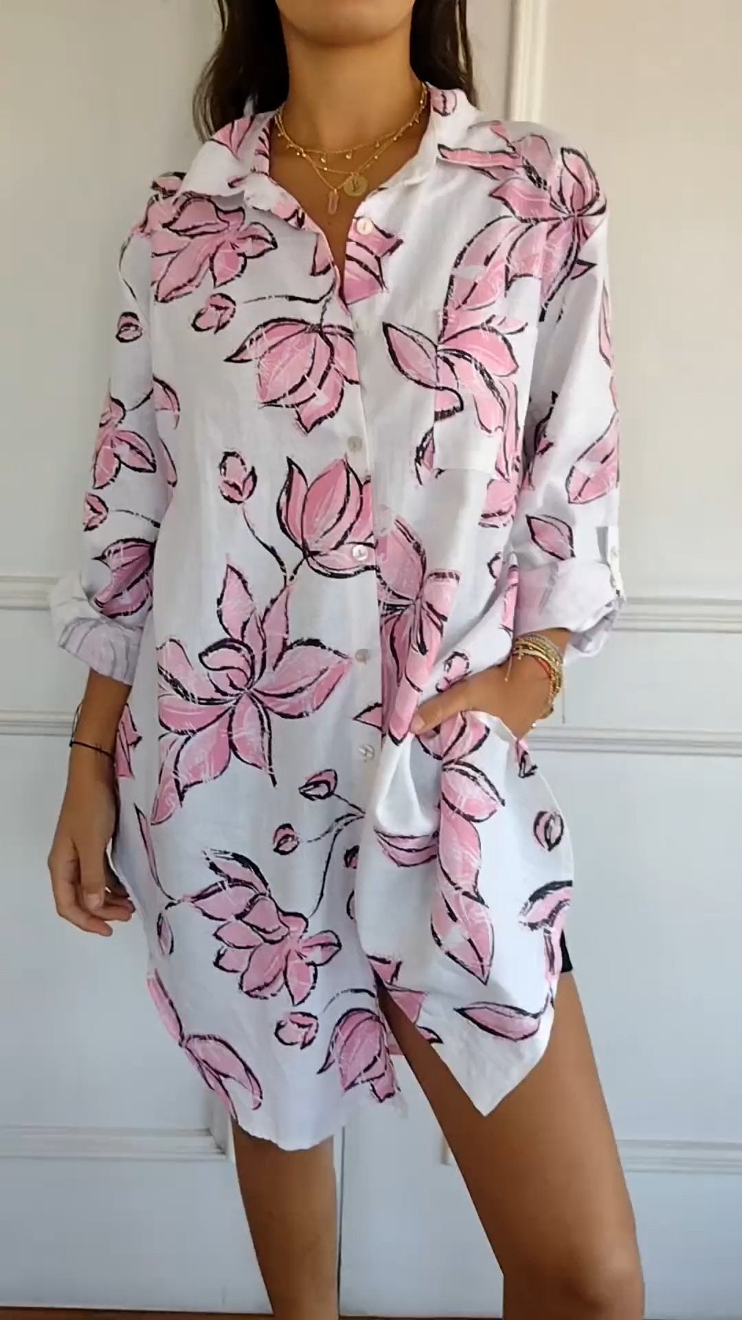 Elegante overhemdjurk met print