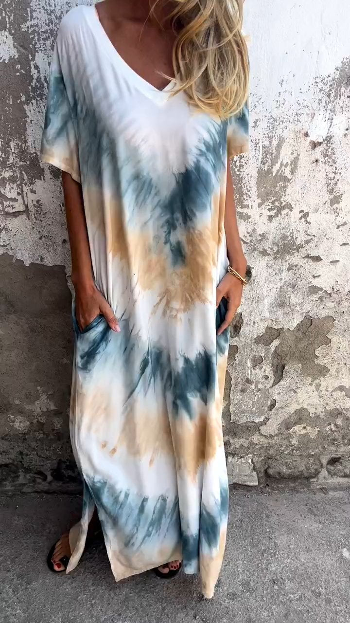 Caelia | Elegante Tie-dye lange jurk