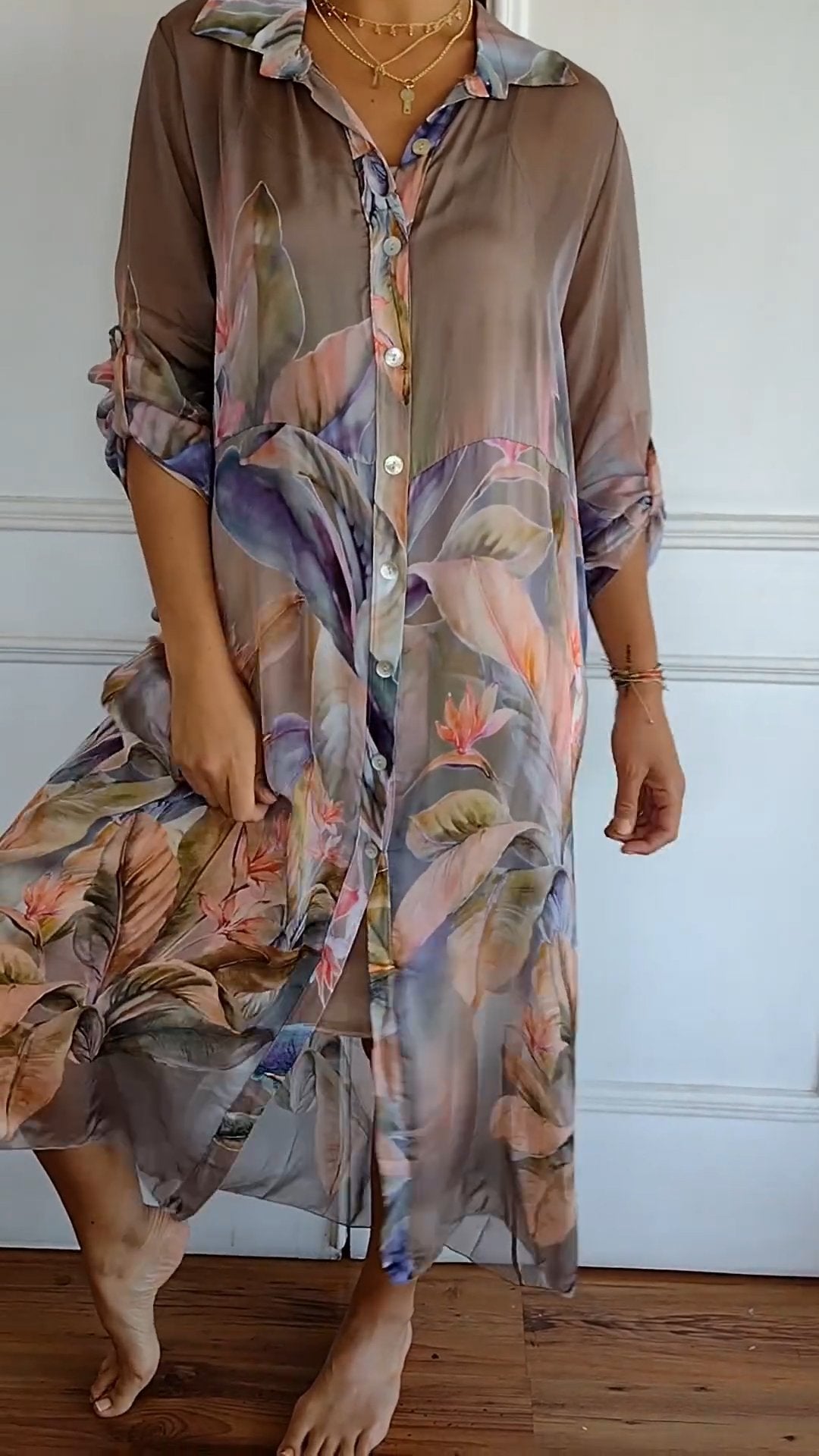 Isalyn Comfy Bedrukte Sheer Dress