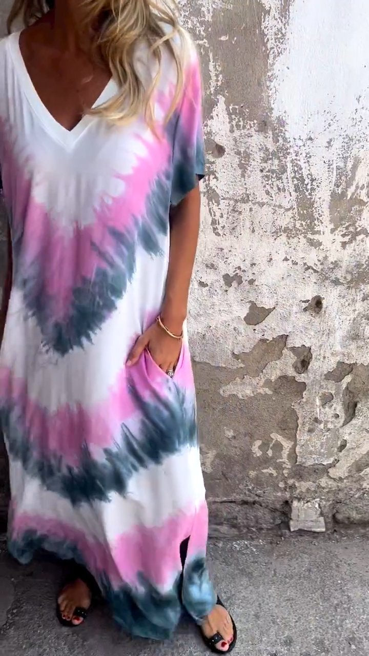 Caelia | Elegante Tie-dye lange jurk