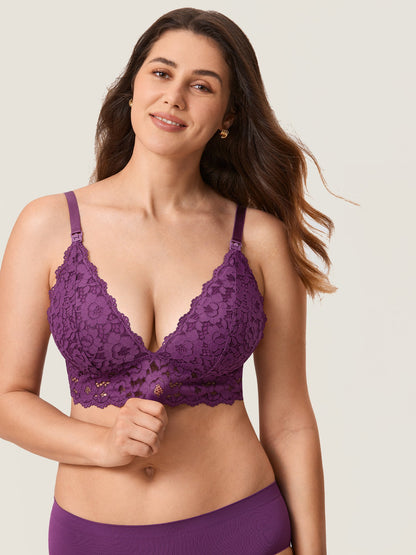 Voedingsbralette van kant met diepe V-hals – voedings-bh zonder beugel