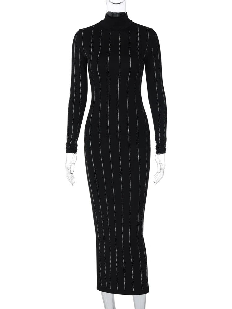 Turtleneck Midi Dress met Pailletten