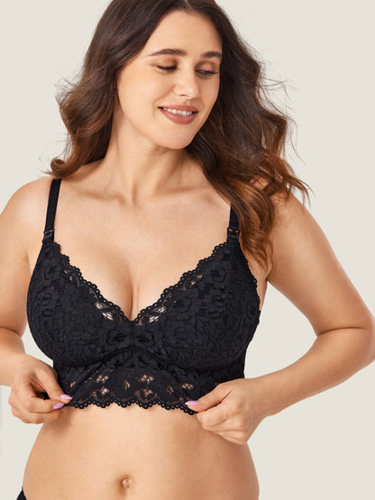 Voedingsbeha van kant met extra bedekking – bralette met diepe V-hals
