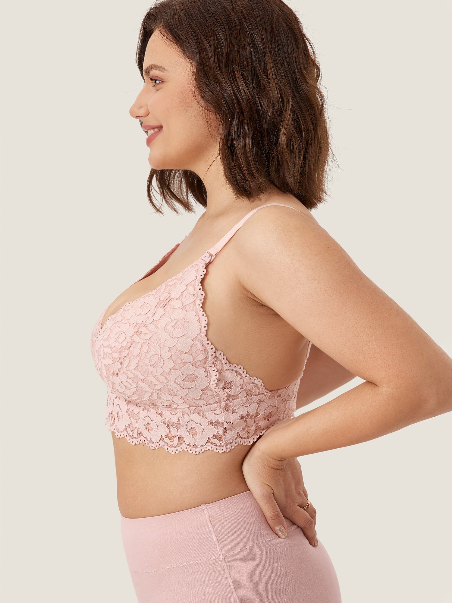 Voedingsbeha van kant met extra bedekking – bralette met diepe V-hals