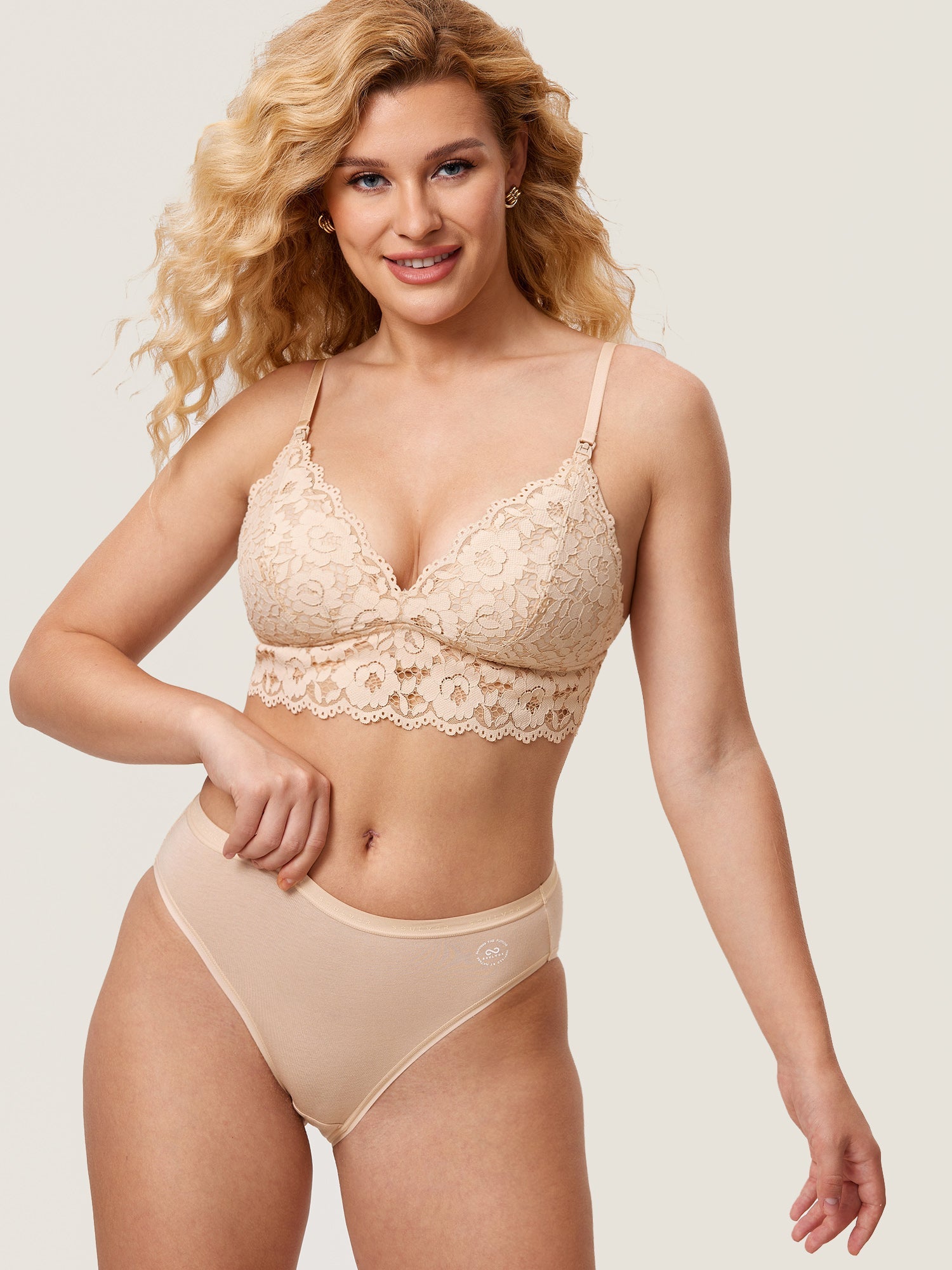 Voedingsbeha van kant met extra bedekking – bralette met diepe V-hals