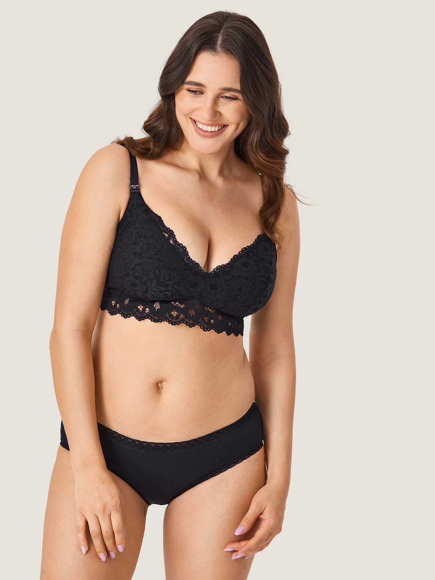 Voedingsbeha van kant met extra steun – voedingsbralette zonder beugel