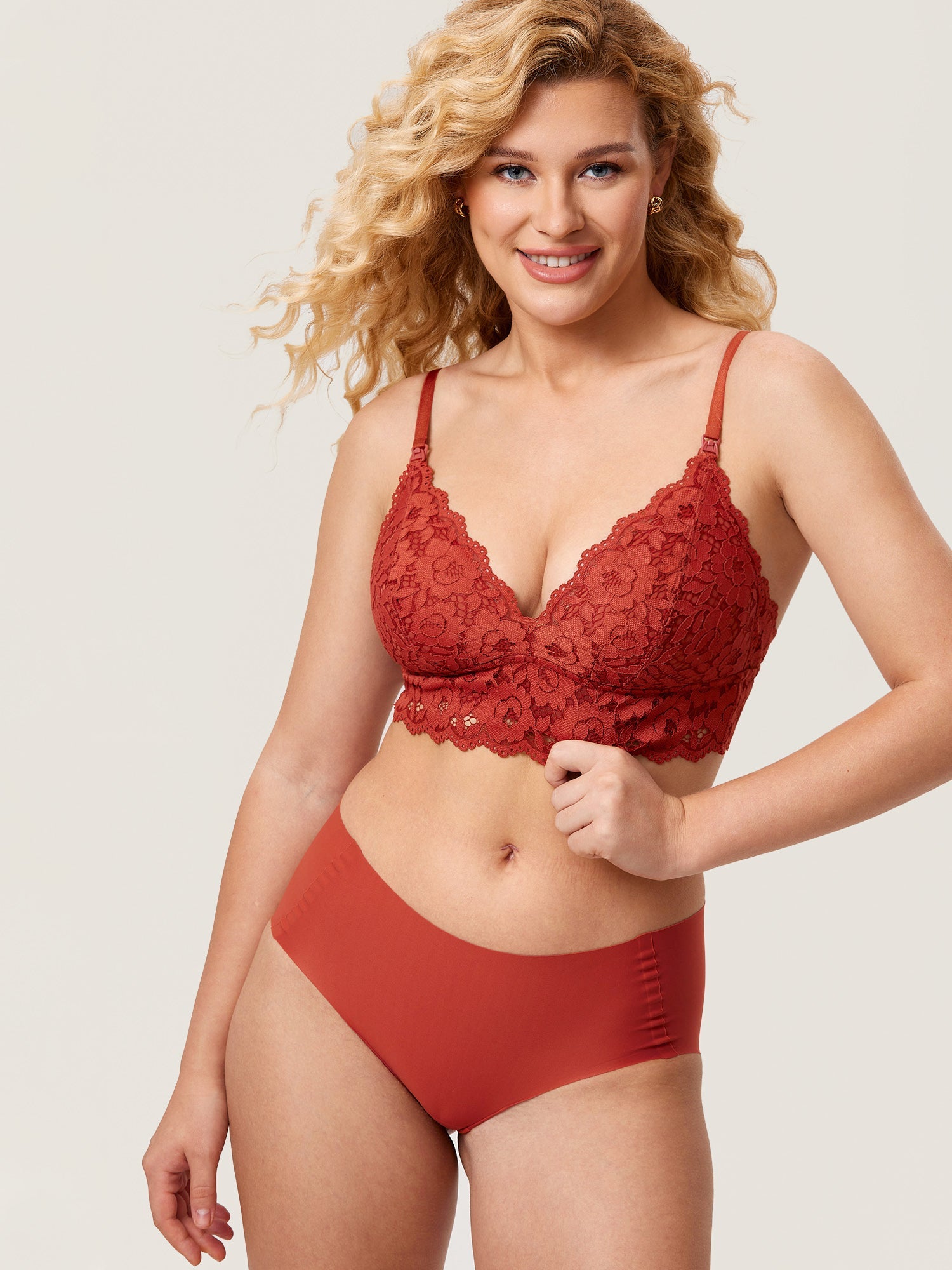 Voedingsbeha van kant met extra bedekking – bralette met diepe V-hals