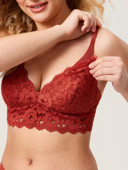 Voedingsbeha van kant met extra bedekking – bralette met diepe V-hals