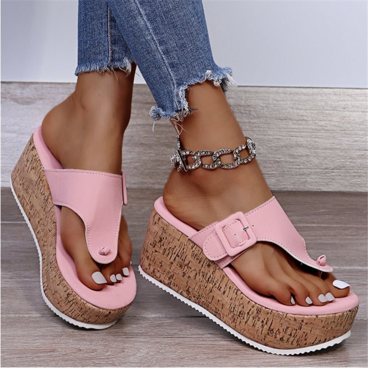 Teen sandalen met kurk hak