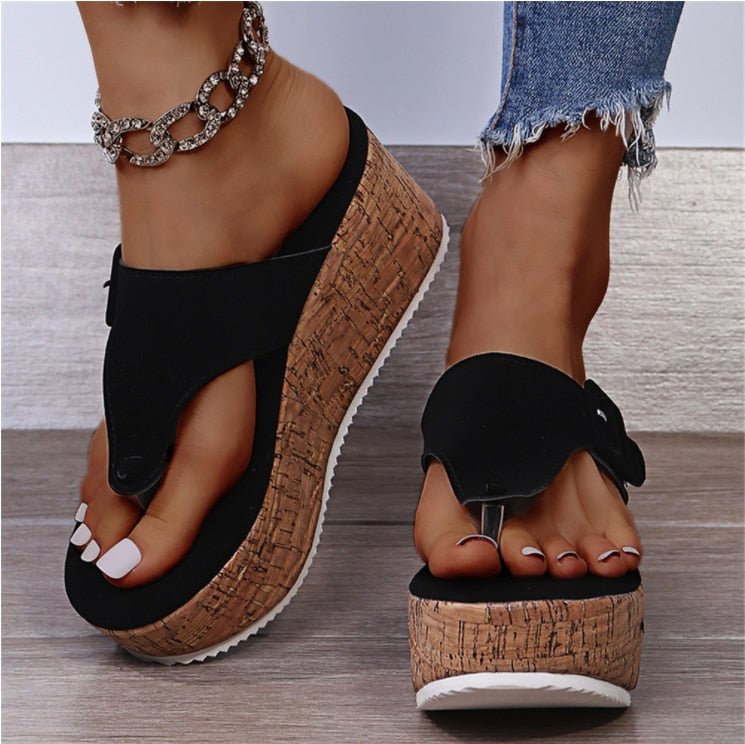 Teen sandalen met kurk hak