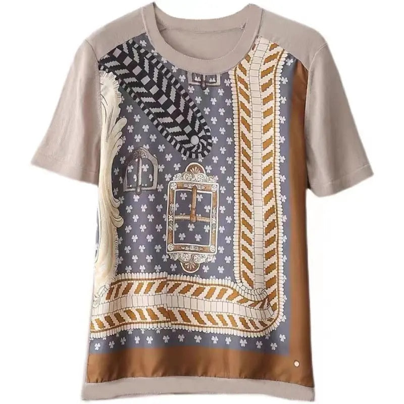 Satijnen T-shirt met korte mouwen