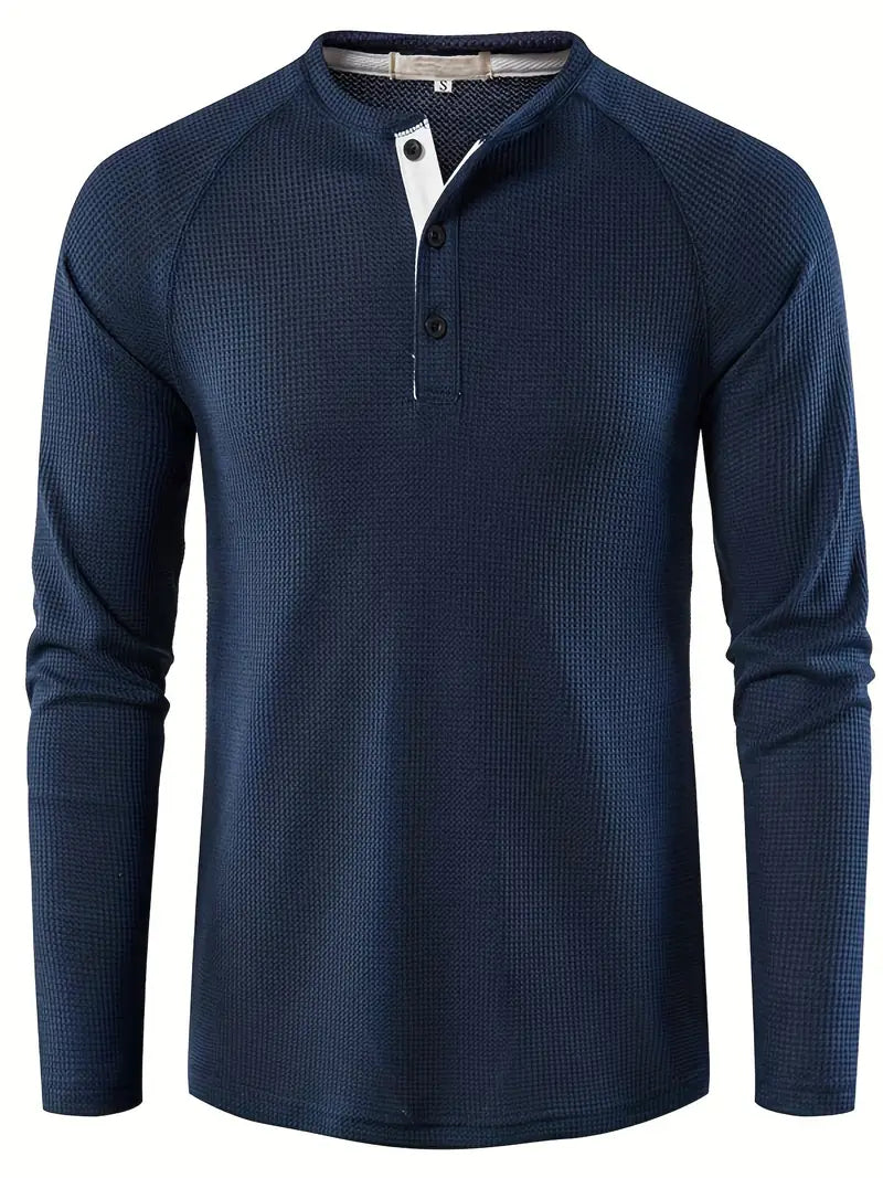 Elegant enkelkleurig poloshirt met lange mouwen voor heren