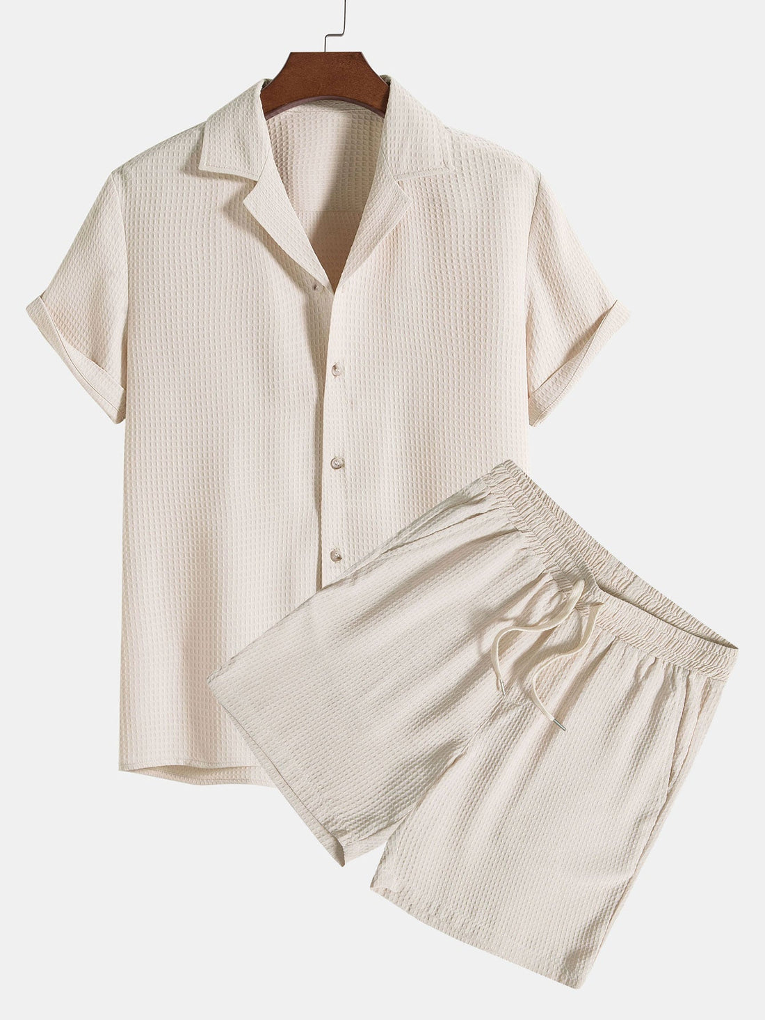 Wafel Revere kraag shirt & shorts