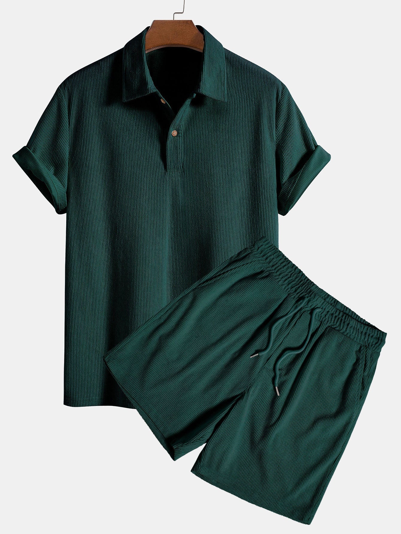 Corduroy poloshirt met korte mouwen &amp;amp; Corduroy shorts