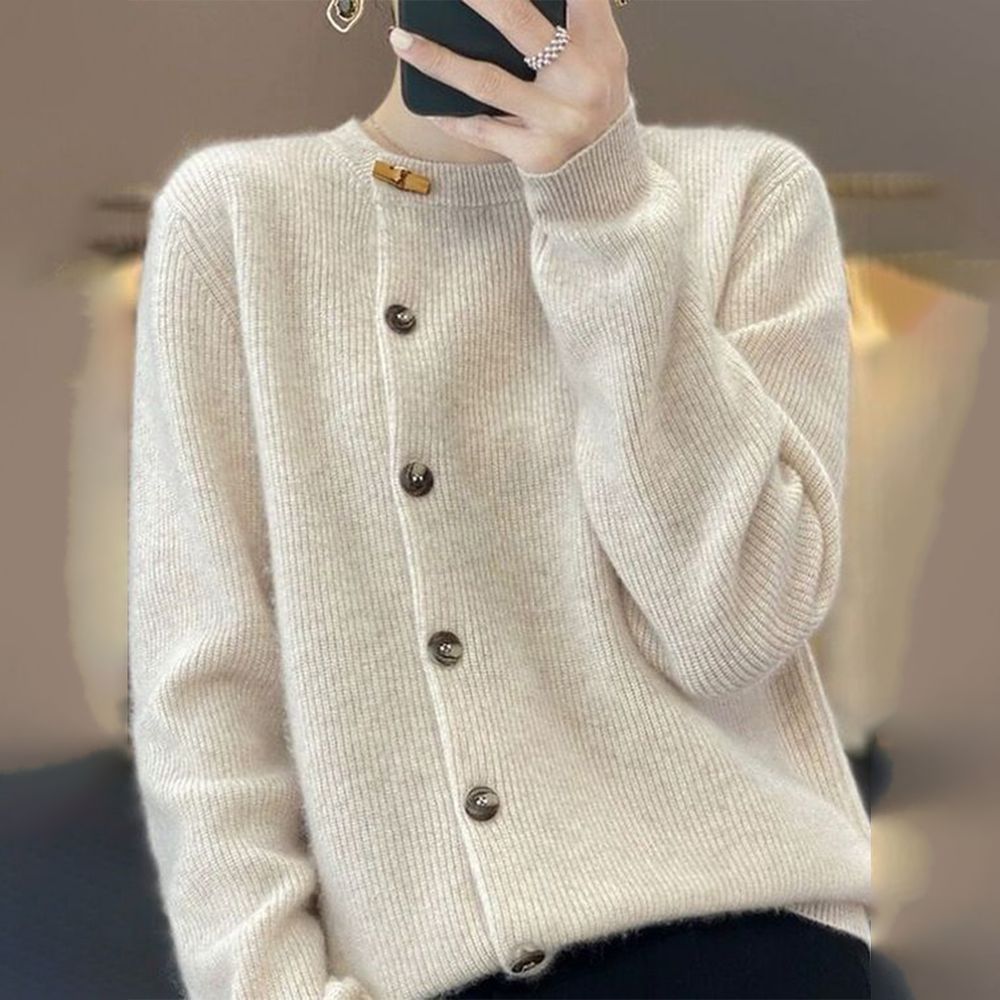 Comfortabele, effen trui met lange mouwen