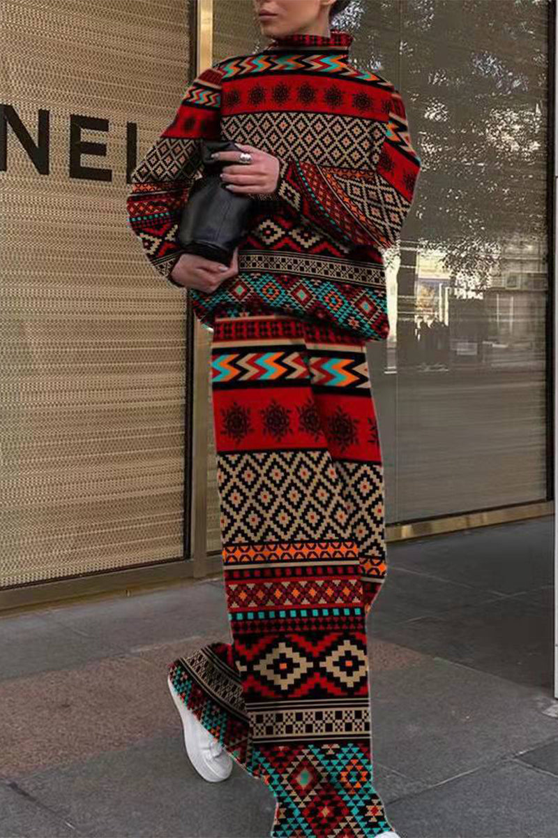 Warme loungeset voor dames met patroonprint