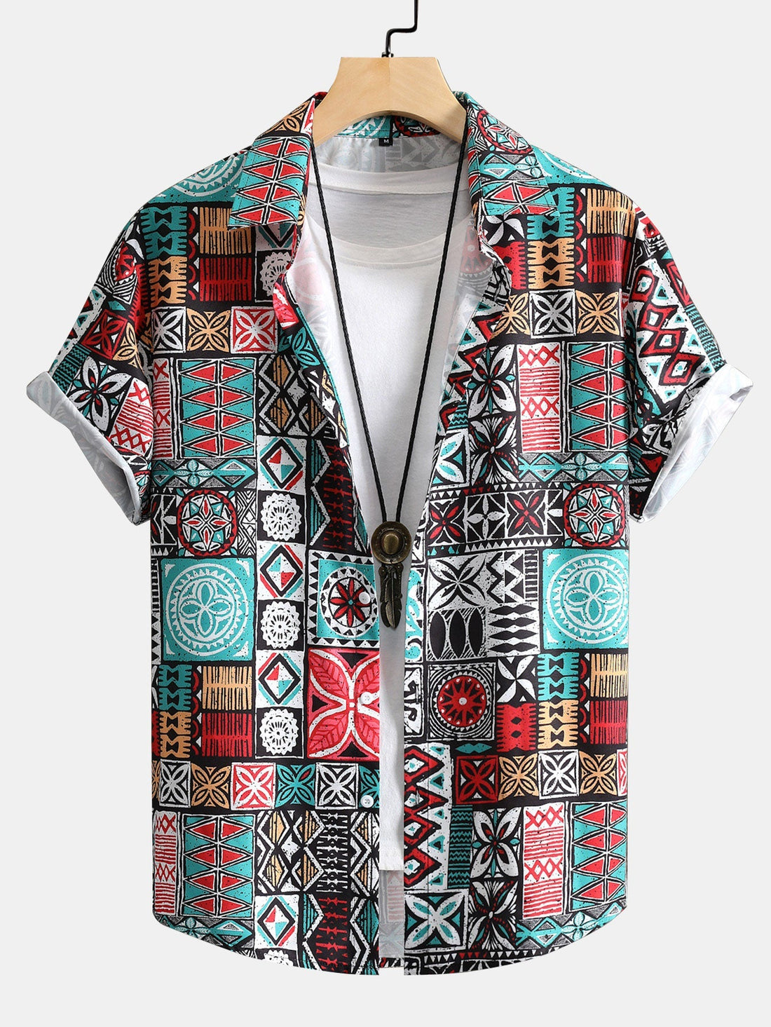 Tegel Patchwork Print Button Up Shirt