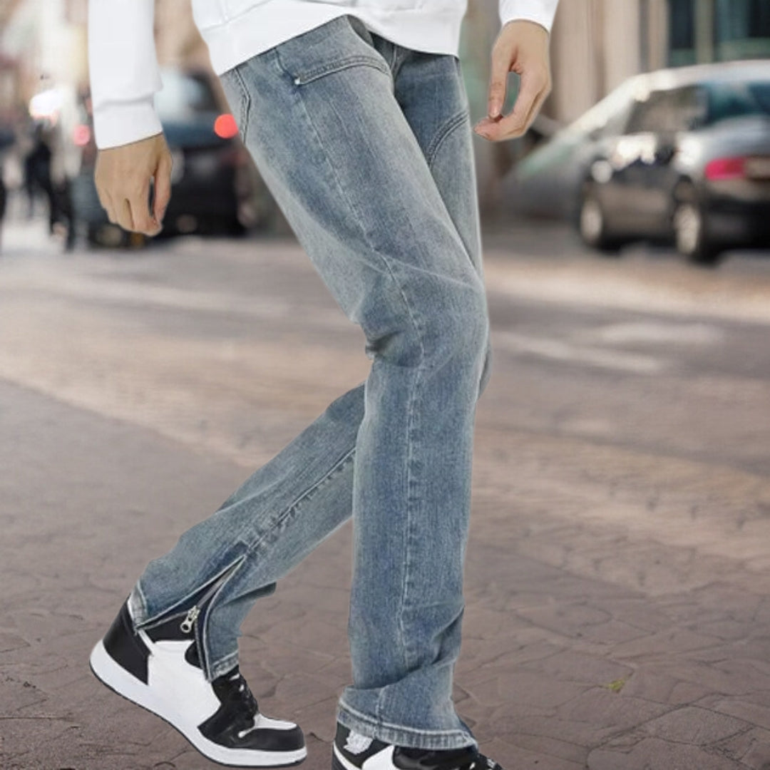 Matthias™ Modieuze denim broek met zijritsen