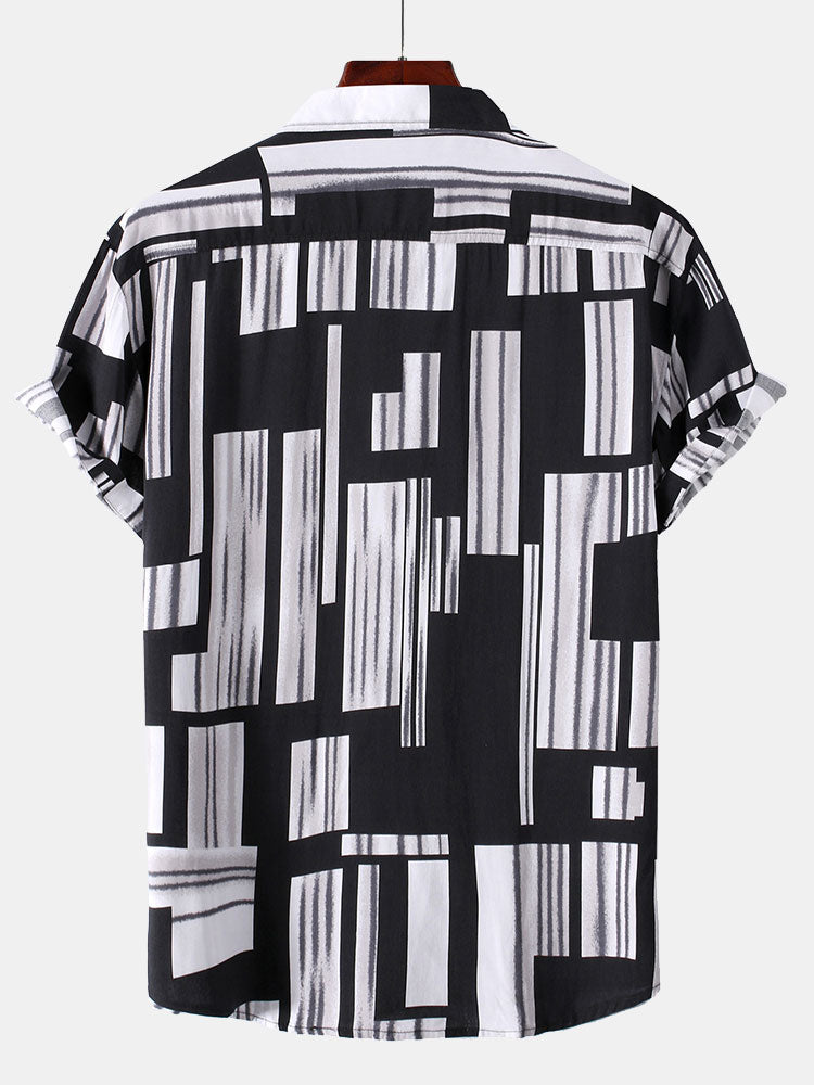 Kleurblok Print Button Up Shirt