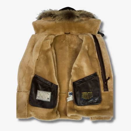 Leren jack met capuchon van imitatiebont voor heren