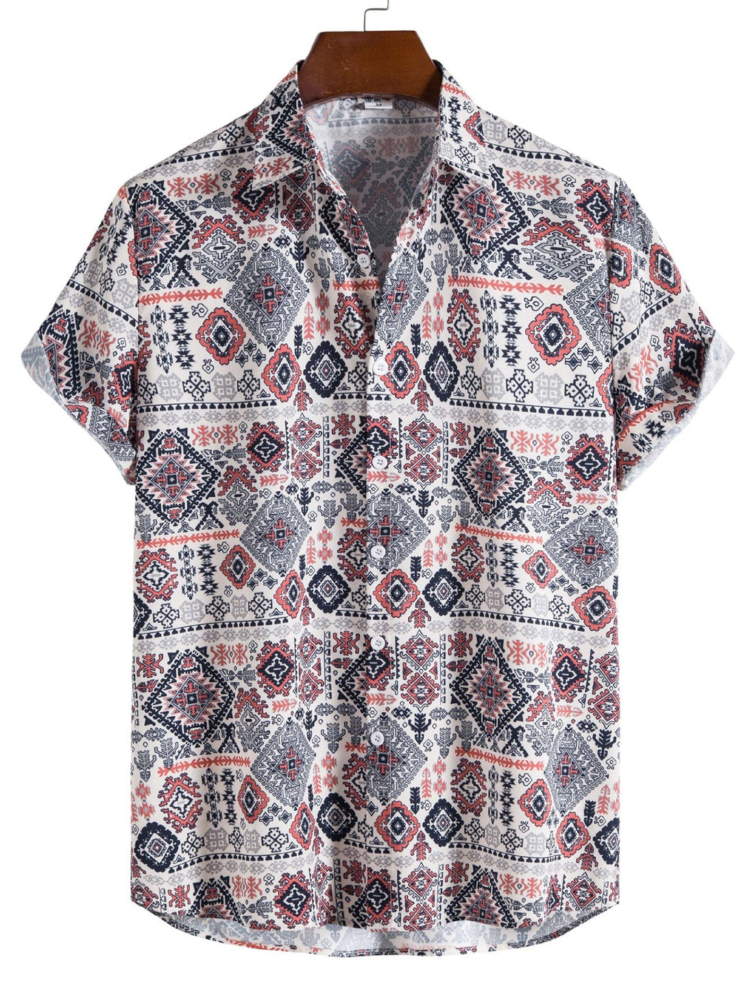 Knoopshirt met Azteekse geometrieprint