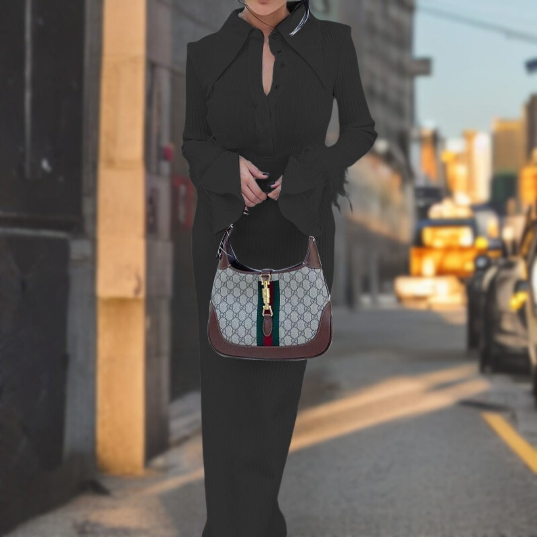 Anya™ Premium Elegante lange jurk met veren